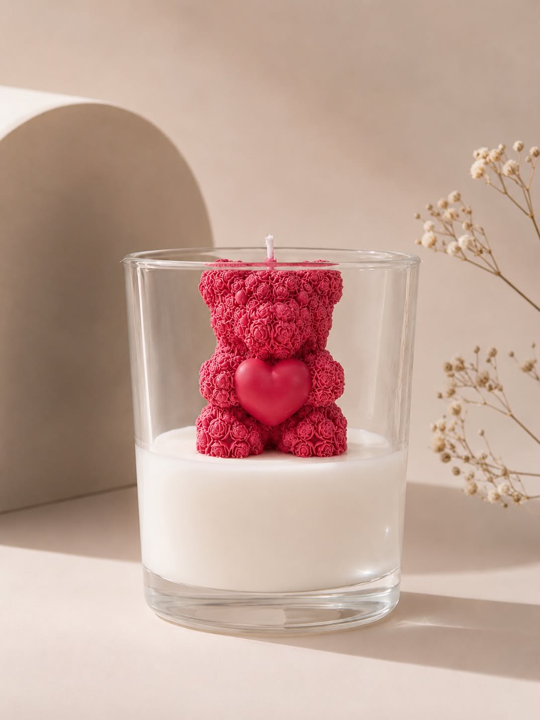 Rose Bear Candle